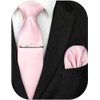 RBOCOTT Blush Pink Tie and Pocket Square Necktie Tie Clip