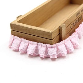 Yalulu 10 Yard/Lot 1 Inch Ruffled Chiffon Tape Ribbon Pleated Chiffon Lace Trim DIY Craft Sewing Material Headwear Accessories Supply (Pink)
