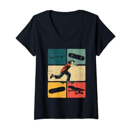 Womens Cool Skateboard Art for Men Women Skateboarding Skateboarder V-Neck T-Shirt