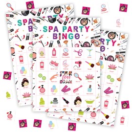 Spa Party Bingo Games For Adults, Beauty Sleepover Party Bingo Game Set, Slumber Game Bingo Cards, Spa Day Party Bingo Favors For Friend Besties, Pajama Makeup Party Activity Game Decor & Supplies -14