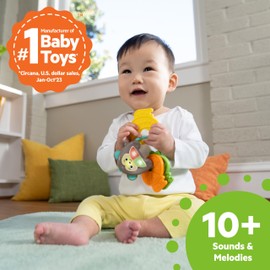 Bright Starts Musical Monkeys Baby Toy - Sensory Toy with Lights, Textured Fruit Keys Teethers, and 10+ Car Sounds, for Ages 6 Months+