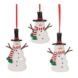Melrose Clay Dough Snowman Christmas Figurine Ornaments - 4.25"" - 12ct, White