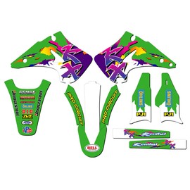 2003-2008 KX 125 Throwback Green Senge Graphics Base Kit Compatible with Kawasaki