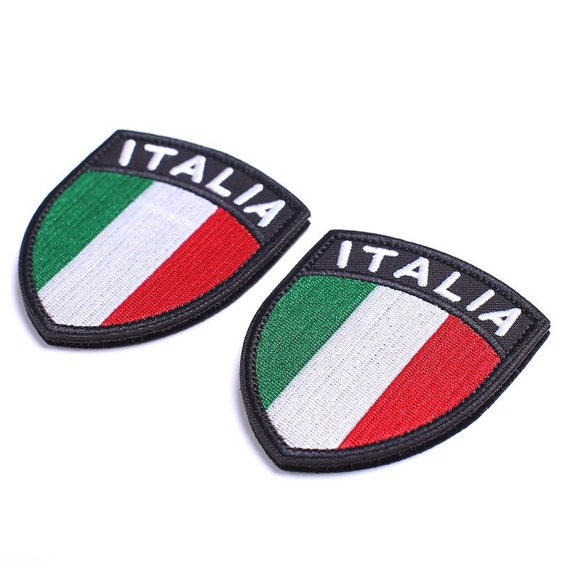 AXEN Italy Shield Patch, Embroidered Italian Flag Tactical Patches Hook