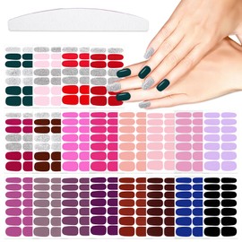YECIRALA 20 Sheets 280 Pieces Solid Nail Polish Strips Mix Color Full Nail Wraps for Women Nails Art Srips with Nail File Set Gel Nail Strips Stick On Nail Polish Stickers for Nail Art Gel Strips