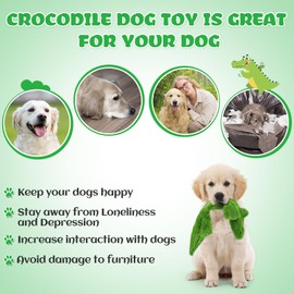 Alphatool Squeaky Dog Toy - Tough No Stuffing Crocodile Toys for Aggressive Chewers, Small Medium Large Dogs, Durable Crinkle Interactive Plush Puppy Toys for Birthday Gift