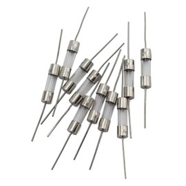 Tegg 10pcs 5x20mm Glass Cartridge Axial Lead Fuse Resistor Insurance Tube Fusible Cutout with Lead Wire 6.3AMP