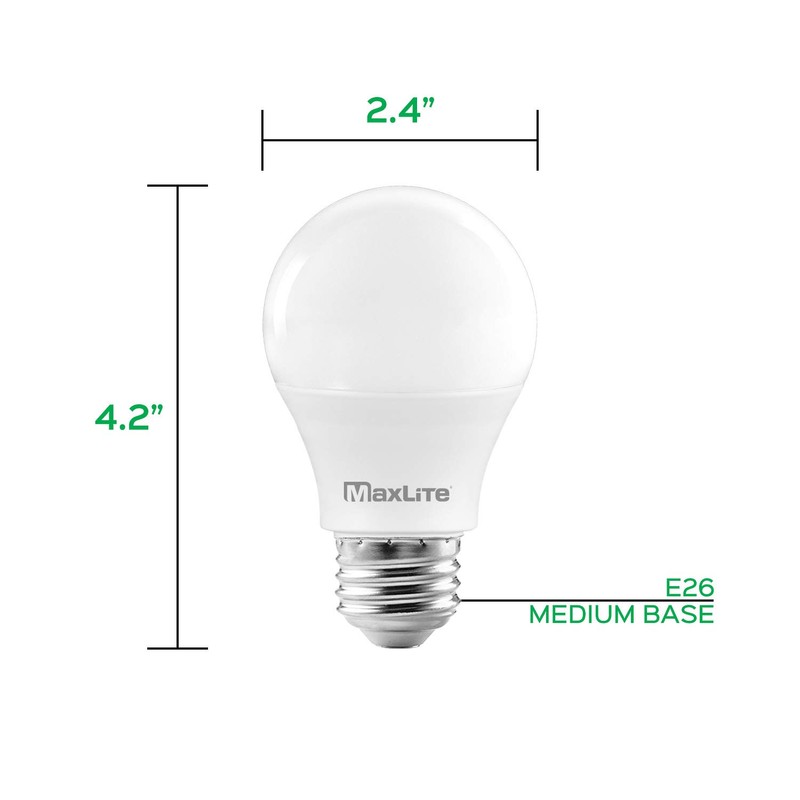 MaxLite A19 LED Bulb, Enclosed Fixture Rated, 60W Equivalent, 800