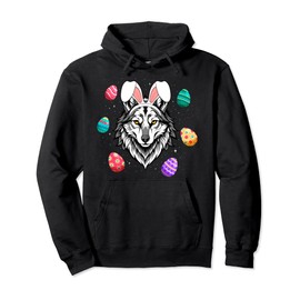 Happy Easter Bunny Wolf Rabbit Ears Animal Kids Men Women Pullover Hoodie