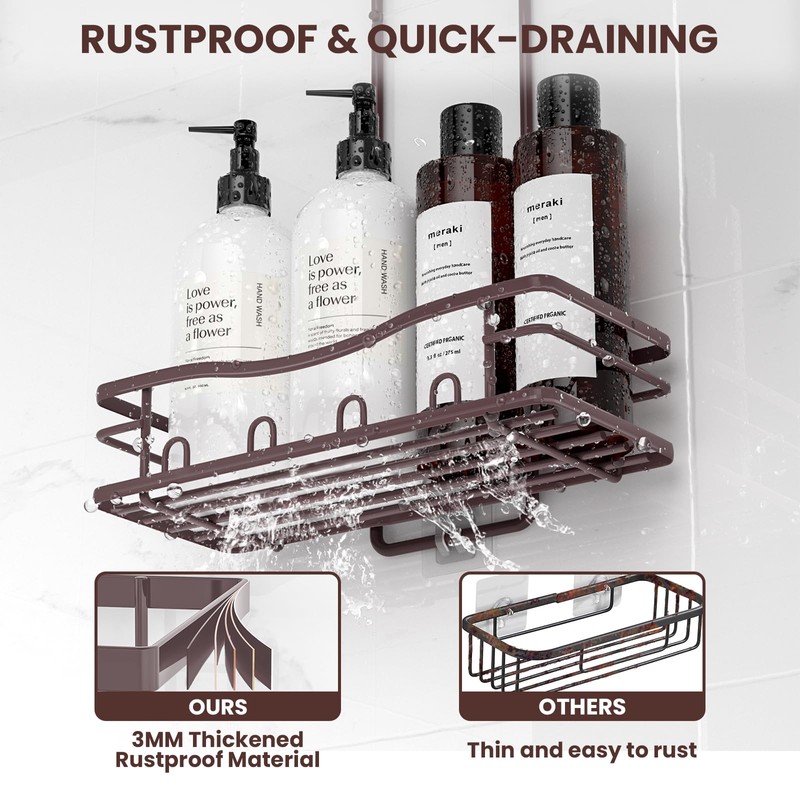 REINHARDT Shower Caddy Hanging, Rustproof Shower Caddy Anti-Swing Shower Organizer
