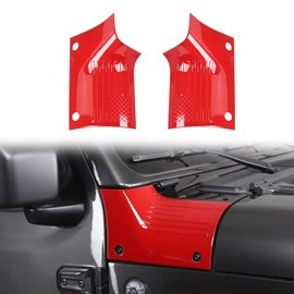 JWWY for Jeep Wrangler Cowl Cover Body Armor Hood Bonnet Corner Engine Side Wing Guard Fit Cover Trim for 2018-2024+Jeep Wrangler JL JLU & Jeep Gladiator JT 2/4 Door, Exterior Accessories 2PC Red
