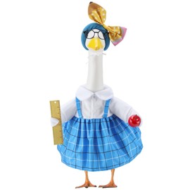 EKOREST Back to School Porch Goose Outfits for 23 Inch Statue, Teacher Costume for Cement Statue, Duck Sculpture Clothes for Classroom Patio Decoration