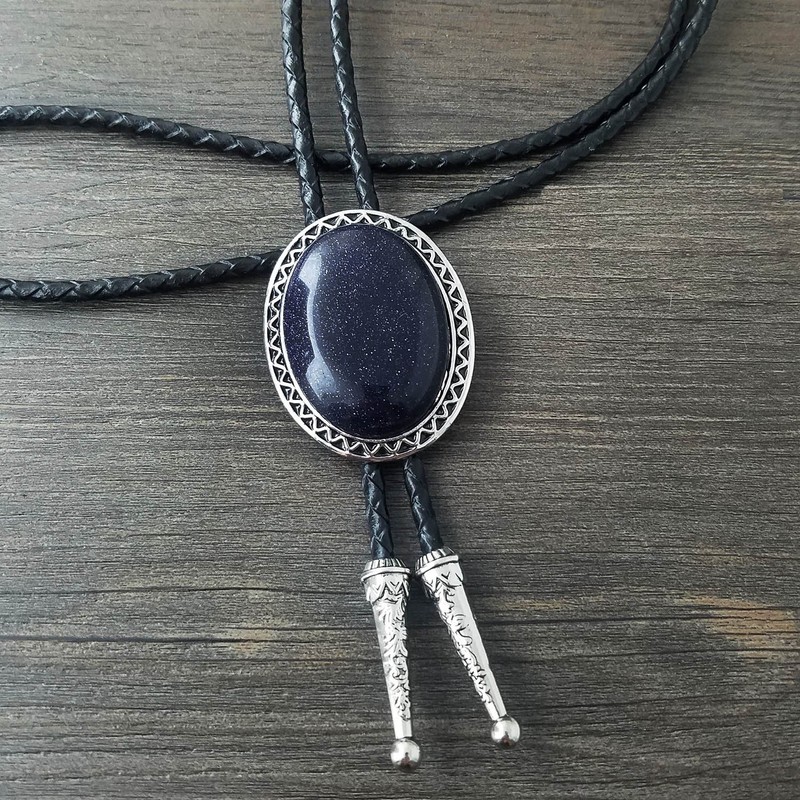 QUKE Stone Bolo Tie Native Western Cowboy Genunie - Corbata