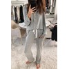 Aamikast Women's Two-piece Classic knit Pajama Sets Long Sleeve Button