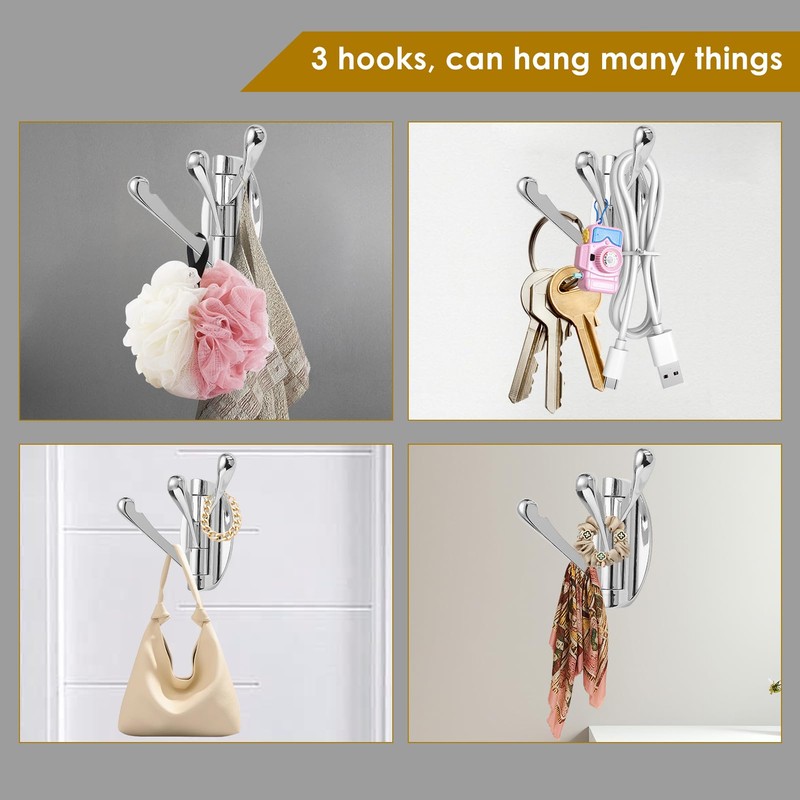 Foldable Towel Hook, Solid Metal Swivel Hook Heavy Duty Swing