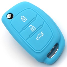 Schlüssel Hülle HYE für 3 Tasten Auto Schlüssel Silikon Cover von Finest-Folia (Hellblau)
