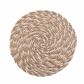 Douceur d'Intérieur Nala Place Mat Diameter 38 cm White Straw Bangle and Polypropylene