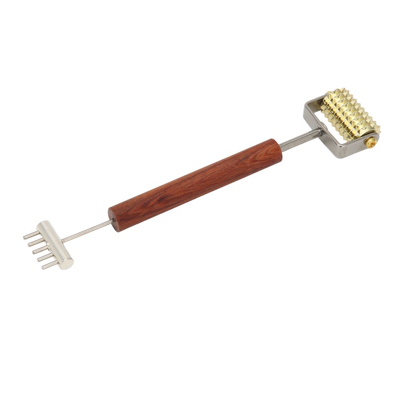 Face Massage Roller Copper Wooden Handle Promote Blood Circulation Double