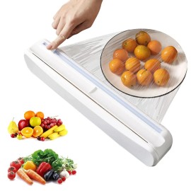 Enjoycoo Plastic Wrap Dispenser With Cutter, Reusable Cling Film Dispenser, Cling Wrap...
