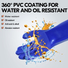 Vgo... 2pairs Household GLOVES PVC with Lining, Cleaning Gloves Multifunction Antiolio Waterproof with Long Sleeves