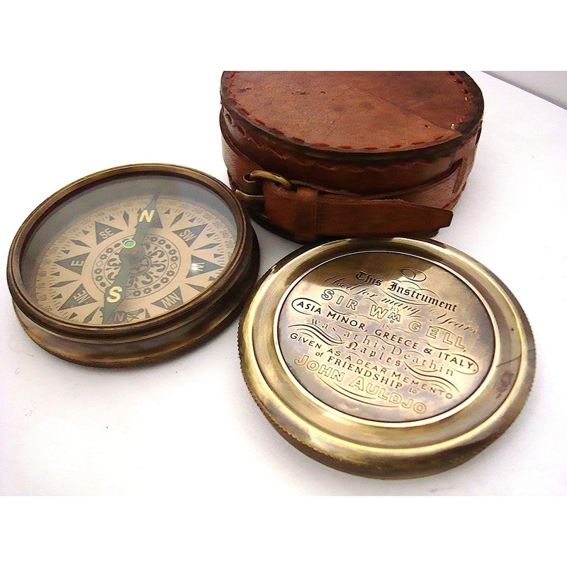 "so können Sie" Kompass-Halskette mit Messing Kette & Leder tragen