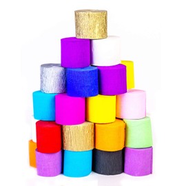 FVCENT Crepe Paper, 30 Rolls Crepe Tapes, Colourful Crepe Paper, 15 Colours, Crepe Tape, Colourful Ribbons, Crepe Paper Paper for Party, Celebration, Christmas Decoration