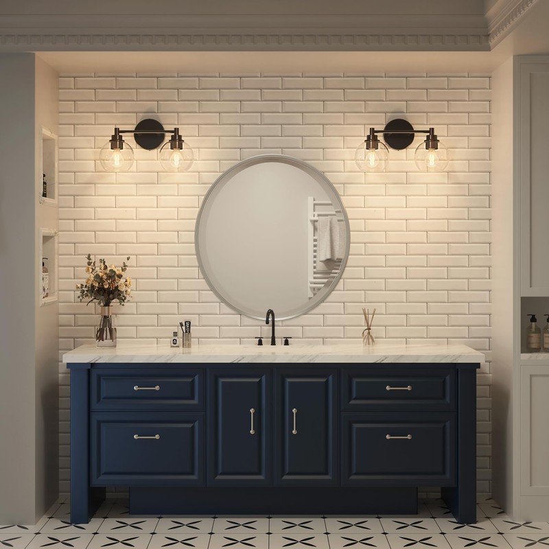 VONLUCE Bathroom Light Fixtures, 2-Light Bathroom Vanity Light with Globe