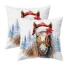 Doobicy 2 Pack Christmas Horse Pillow Covers 20”x20” Rustic Farmhouse
