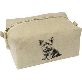 'Cute Yorkshire Terrier Puppy Sitting' Canvas Wash Bag/Makeup Case (CS00041867)