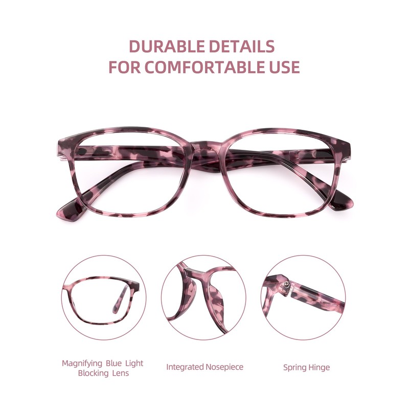 JM 4 Pack Reading Glasses for Women Men Blue Light