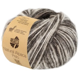 LANA GROSSA Natural Alpaca Pelo Fluffy Net Yarn Structure Made of Cotton Filled with Baby Alpaca Fibres and Merino Virgin Wool 50 g Wool for Knitting and Crocheting 125 m Yarn