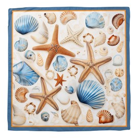 Zewurtuw Scarf Silk Feeling Large Square Satin Head Hair Wrap Lightweight Fashion Cute Aesthetic 27.5 Inches for Women Girls Handbag Decoration-Sea Shell