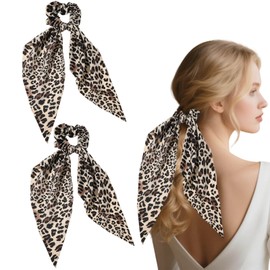 Flomiara Hair Bows for Women, Ribbon Ponytail Holder Accessories Slides Hair Clips, Accessories Hairdresser Bow Leopard Triangle Ribbon Styling Barrette Clips Hair Bow for Women Girls, Light Color