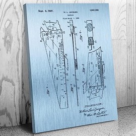 Patent Earth Handsaw Canvas Print, Handyman Gift, Shop Class Art, Saw Blueprint, Workshop Decor, Carpenter Gift, Woodworking Art Blue Steel (11 inch x 17 inch)