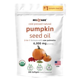 Mvpcare Cápsulas Aceite Calabaza 6000mg 300 Blandas Prensado Frío Virgen Puro Ácidos Grasos Esenciales Fitoesteroles Omg Apoyar Salud Cabello Sistema