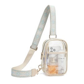 Clear Crossbody Bag Clear Bag for Stadium Events, Clear Purses for Women Stadium, Clear Sling Bag Clear Bag Stadium Approved (White)