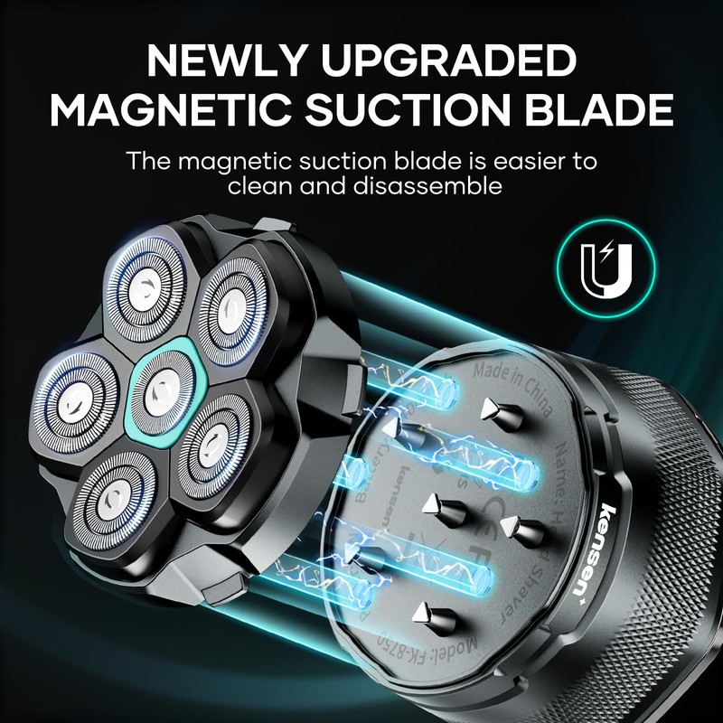6D Head Shavers for Bald Men Magnetic Blade Replacement Head,