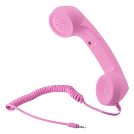 sourcing map 3.5mm Retro Telephone Handset Telephone Receiver for Microphone Speaker Pink