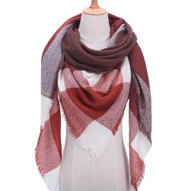 no White, Brown and Burgundy Triangle Scarf