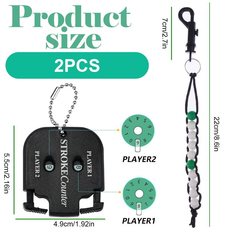 Gzcnsel Golf Stroke Counter Clicker with Bead Chain Counter –