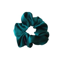 MORE SUNDAY 100% Natural Mulberry Silk Scrunchie | Perfect for Birthday Gift, Mother's Day, Just Because, Treat Yourself, Self care | Tissue Paper Wrapping (Pink, Silver, White, Emerald, Plum, Blue, Carmel) (Deep Emerald Green)