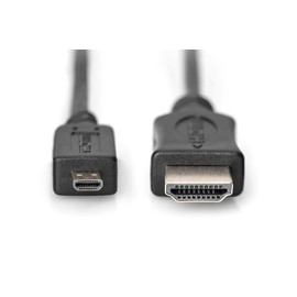 Digitus AK-330109-010-S 1.0m Type D (Micro) Male - Type A Male HDMI High Speed with Ethernet Connection Cable with Gold Plated - Black