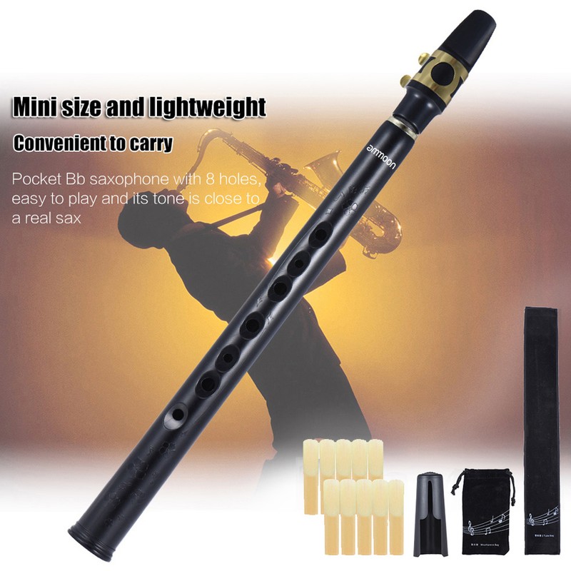 ammoon Mini Pocket Bb Saxophone Sax ABS with Alto Mouthpieces