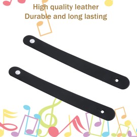 2pcs Leather Guitar Neck Strap, Acoustic Guitar Headstock Strap Tie with Button for Guitars Amp Headphone Adapter, Ukulele Straps Lock Guitars Straps Adapte Locking Accessories for Electric Bass