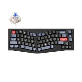 Keychron Q8 Wired Custom Mechanical Keyboard Knob Version, 65% Alice Layout QMK/VIA Programmable with Hot-swappable Gateron G Pro Blue Switch Double Gasket Compatible with Mac Windows Linux (Black)