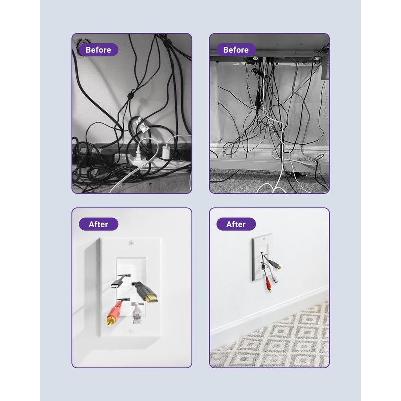 VCE Brush Wall Plate, Cable Pass Through Insert for Wires,