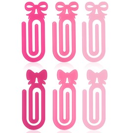 Faccito 6 Pcs Coquette Bows Jumbo Paper Clip Acrylic Bow Clip Bookmark Pink Sublimation Paperclip Clamp Cute Clear Acrylic Jumbo Paperclip Decoration for Teachers School Office Home Supplies