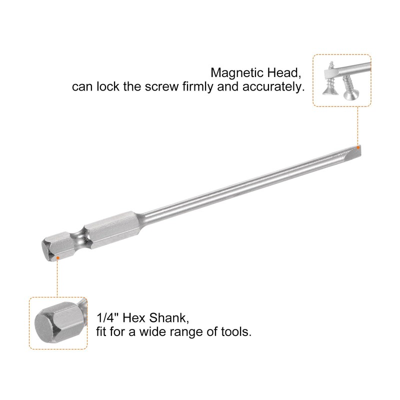 sourcing map 30pcs Screwdriver Bit Set 1/4" Hex Shank 4"