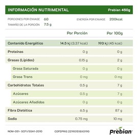 Prebian, Prebióticos, Alimenta tus Probióticos, Fortalece la Microbiota intestinal, Favorece la Salud Digestiva. Sin Sabor, Keto Friendly.