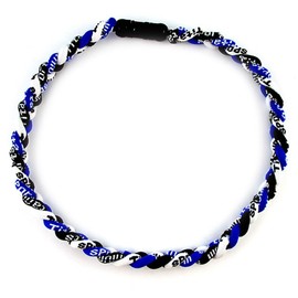 MapofBeauty 18" Sport Three Colors Three Braided Rope Tornado Necklace (Royal Blue/White/Black)